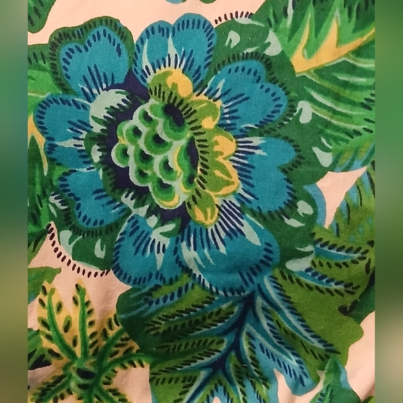 Janie & Jack Girls 12-18 Months Green & Blue Floral Romper - Picture 4 of 4